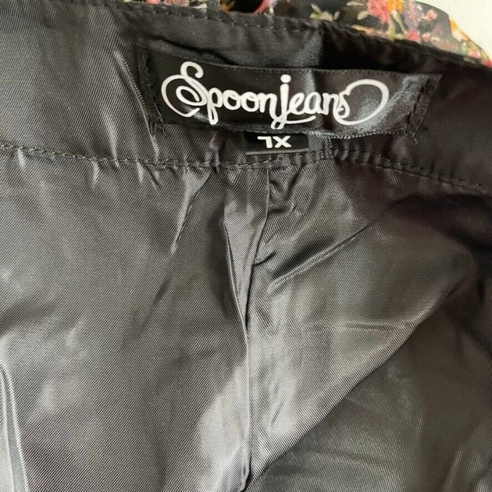 Spoon Jeans Women's Floral Wide Leg Pants Black orange side zip size XL NWOT - Picture 5 of 5